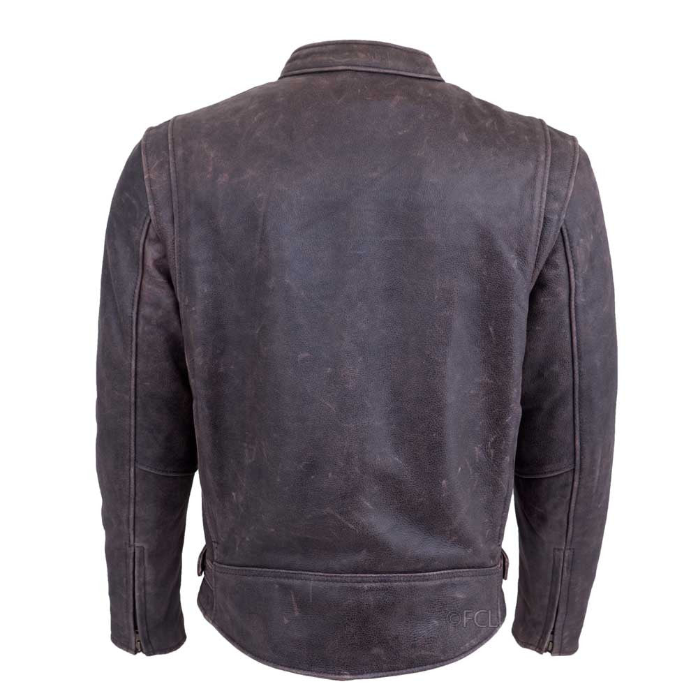 Brown Leather Motorcycle Jacket – All-Season Riding Jacket with Armor Pockets