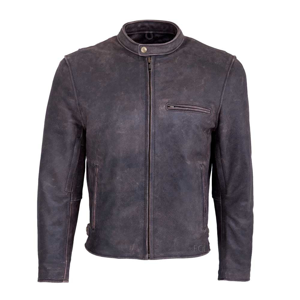 Brown Leather Motorcycle Jacket – All-Season Riding Jacket with Armor Pockets