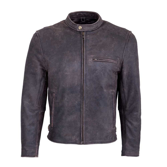 Brown Leather Motorcycle Jacket – All-Season Riding Jacket with Armor Pockets