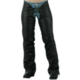 Horza Women's Black Genuine Leather Motorcycle Chaps