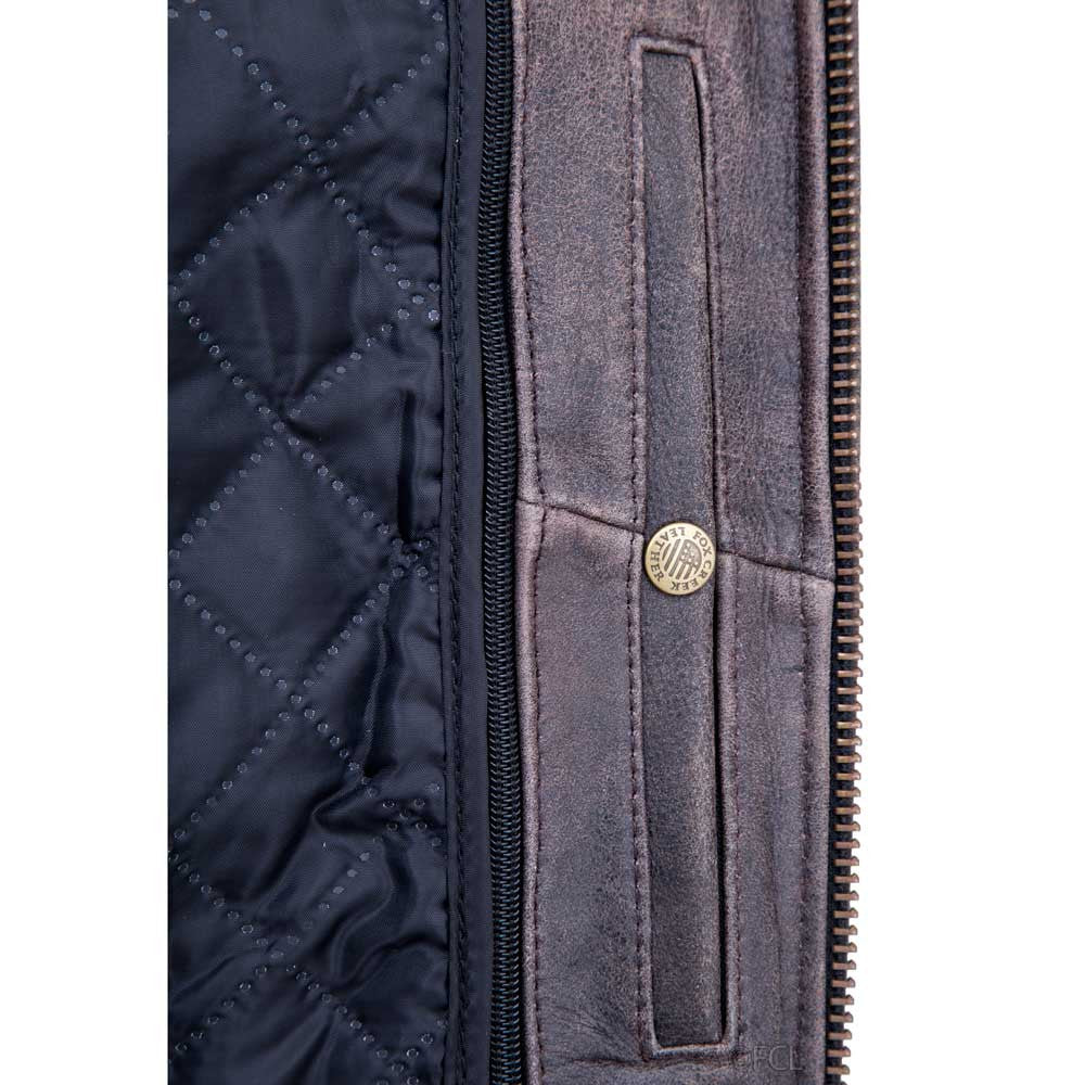 Brown Leather Motorcycle Jacket – All-Season Riding Jacket with Armor Pockets