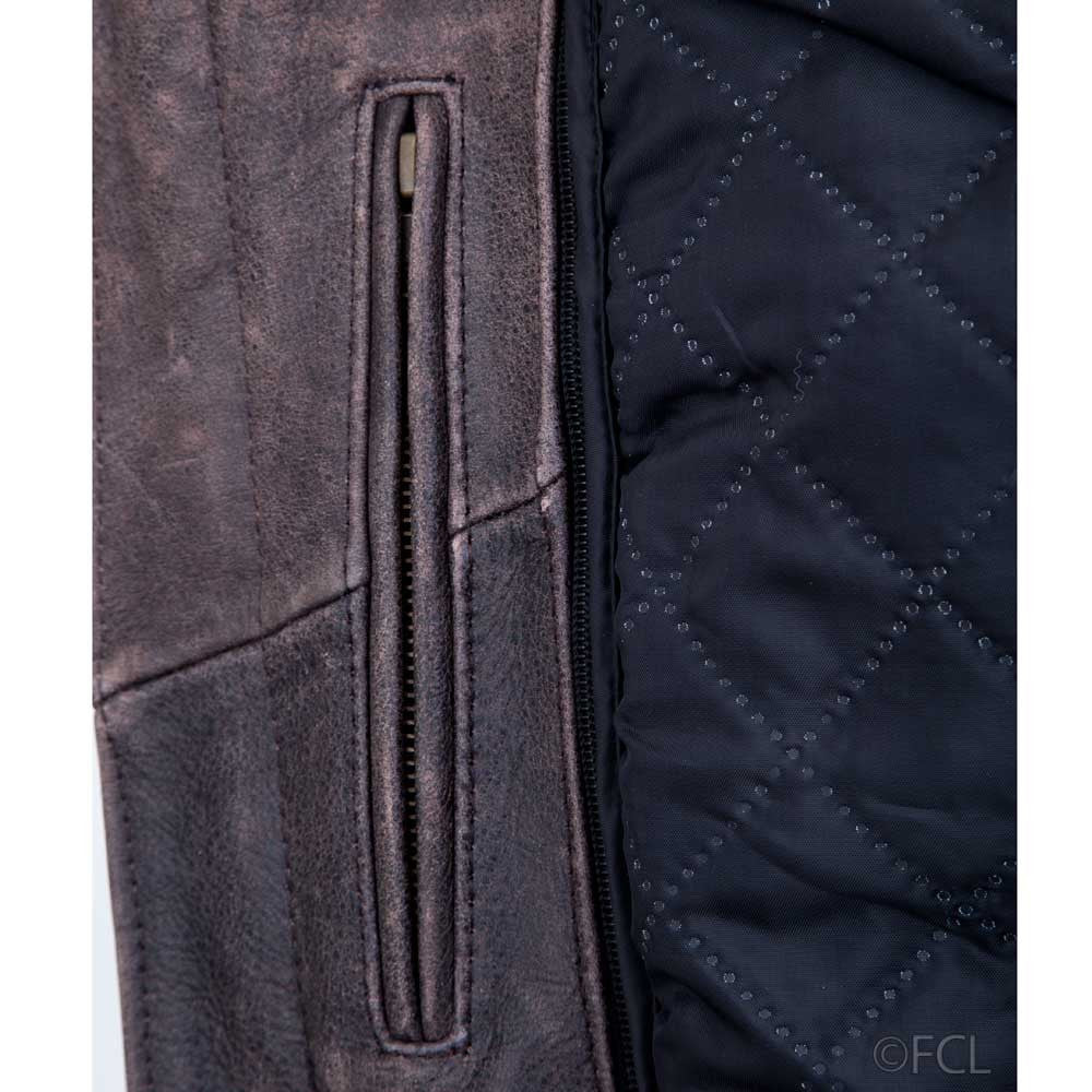 Brown Leather Motorcycle Jacket – All-Season Riding Jacket with Armor Pockets