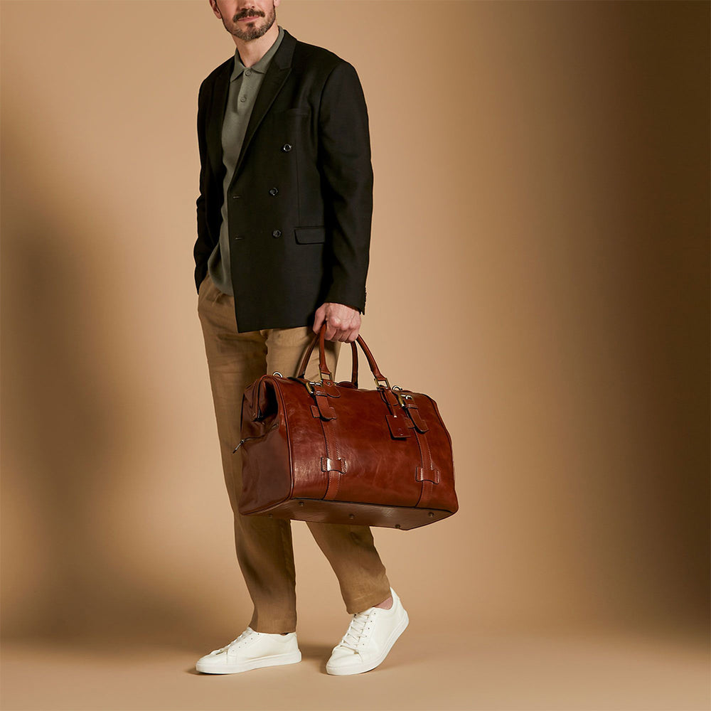 The Titan Handmade Genuine Leather Gladstone Bag