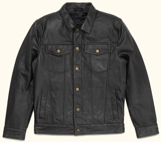 Black Leather Jacket – Full-Grain Goat Leather Men's Jacket