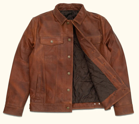 Men Leather Jacket – Full-Grain Denim-Inspired Jacket