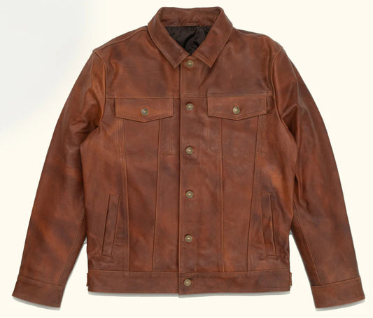 Men Leather Jacket – Full-Grain Denim-Inspired Jacket