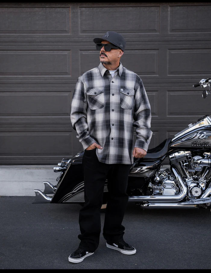 Shadow Men's Black & Grey Long Sleeve Flannel Shirt
