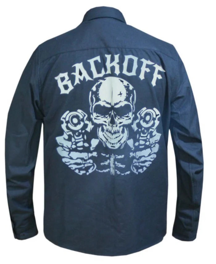 Men's Black Reflective Skull Long Sleeve Flannel Shirt