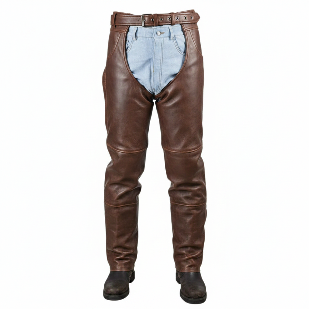 Allstate Men's Genuine Leather Motorcycle Chaps
