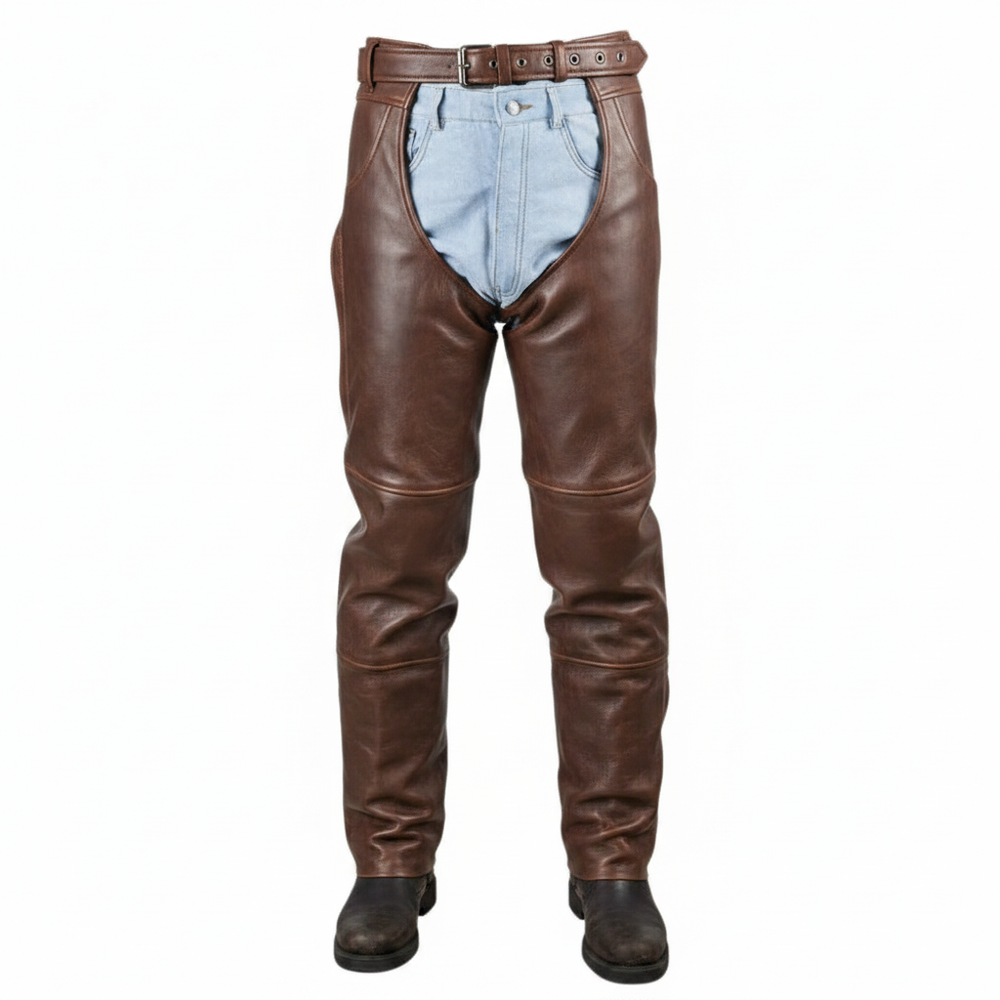Allstate Men's Genuine Leather Motorcycle Chaps