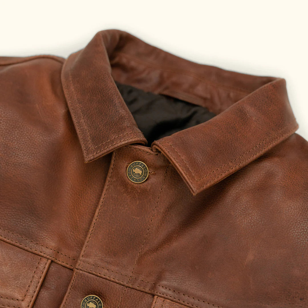 Men Leather Jacket – Full-Grain Denim-Inspired Jacket
