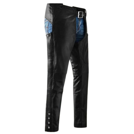 Alison Women's Black Leather Motorcycle Chaps