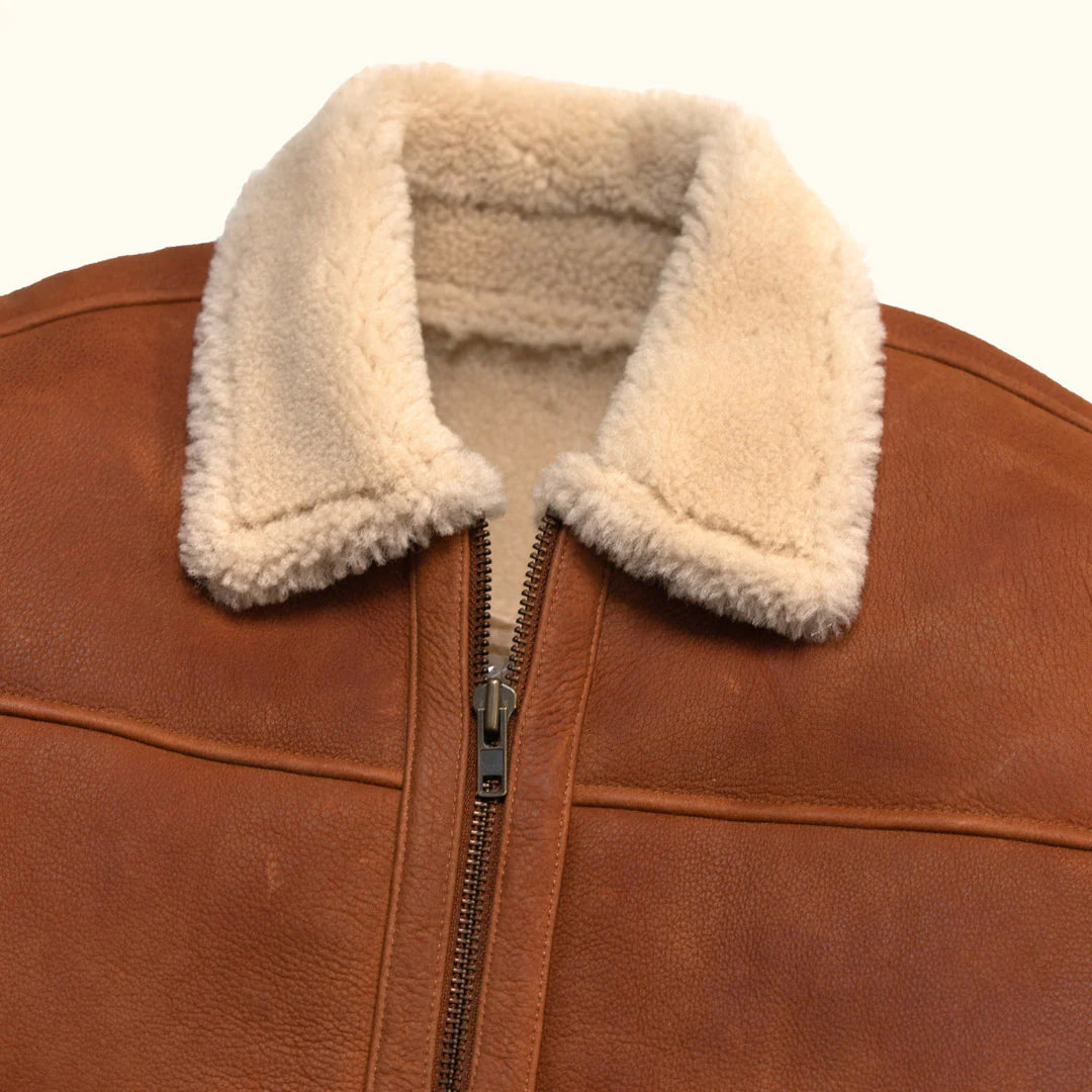 Shearling Leather Bomber Jacket